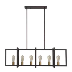 Industrial Farmhouse Rectangular Kitchen Island Pendant