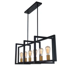 Industrial Farmhouse Rectangular Kitchen Island Pendant