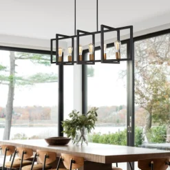 Industrial Farmhouse Rectangular Kitchen Island Pendant