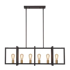 Industrial Farmhouse Rectangular Kitchen Island Pendant