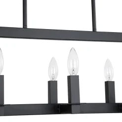 Industrial 6-Light Candle Style Black Rectangular Island Chandelier
