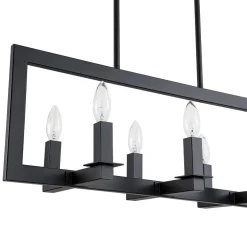 Industrial 6-Light Candle Style Black Rectangular Island Chandelier