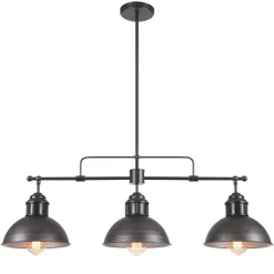 Industrial 3-light Island Pot Lid Dome Pendant
