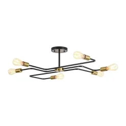 Industrial 6-Light Pipeline Sputnik Semi Flush Mount