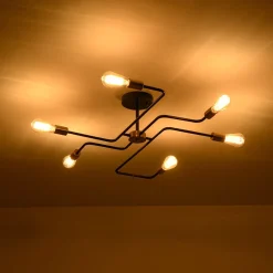 Industrial 6-Light Pipeline Sputnik Semi Flush Mount