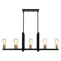 Industrial 8-Light Rectangular Kitchen Island Chandelier