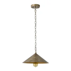 Industrial 1-Light Rusty Silver Iron Cone Kitchen Pendant