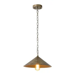 Industrial 1-Light Rusty Silver Iron Cone Kitchen Pendant