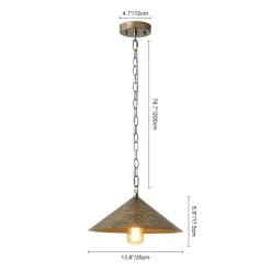 Industrial 1-Light Rusty Silver Iron Cone Kitchen Pendant