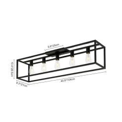Industrial Minimalist Rectangle Cage Semi Flush Mount