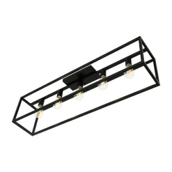 Industrial Minimalist Rectangle Cage Semi Flush Mount
