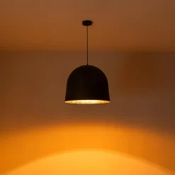 Industrial Oversized Iron Bell Dome Pendant Light Black Gold Powder