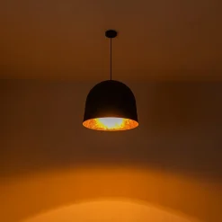 Industrial Oversized Iron Bell Dome Pendant Light Black Gold Powder