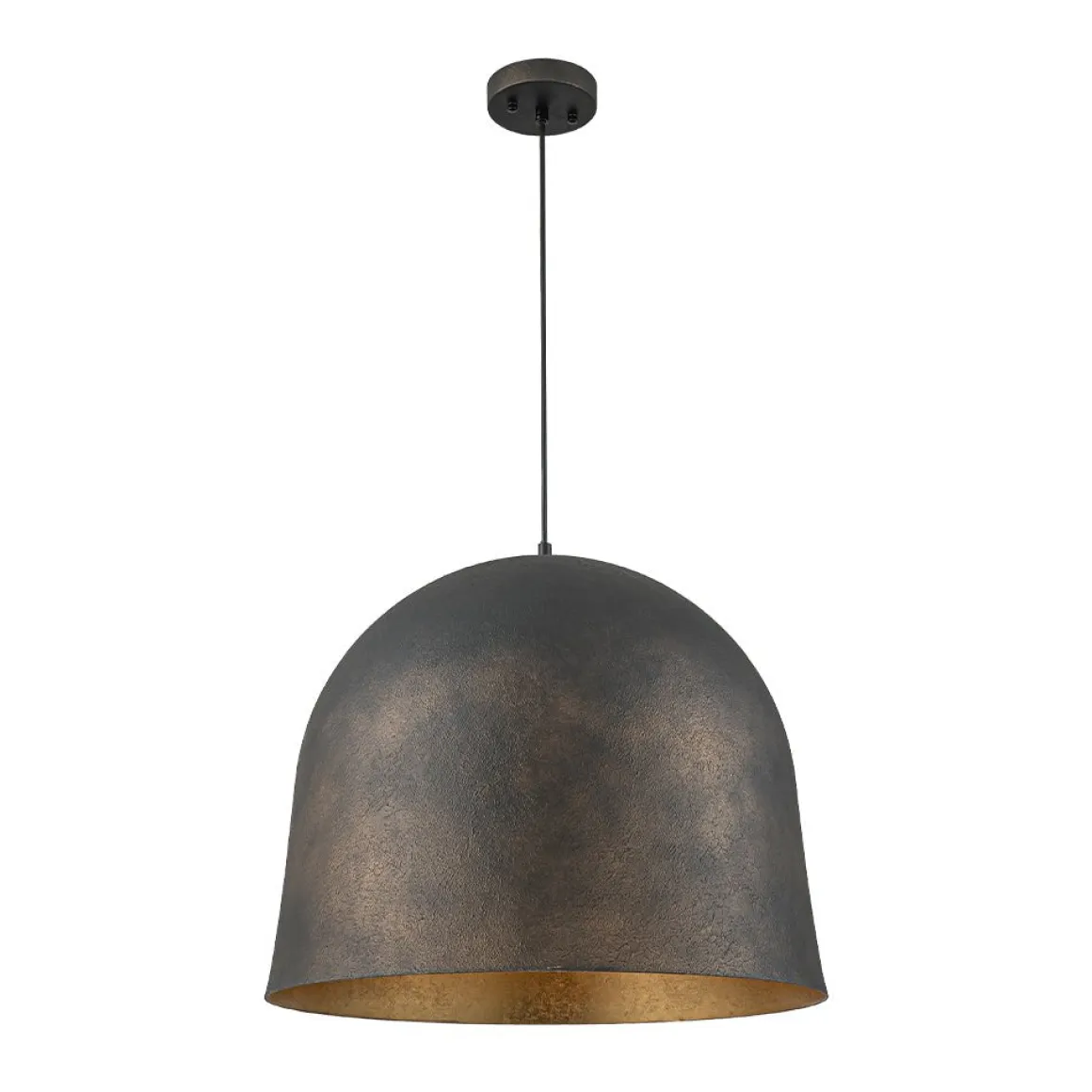 Industrial Oversized Iron Bell Dome Pendant Light Black Gold Powder