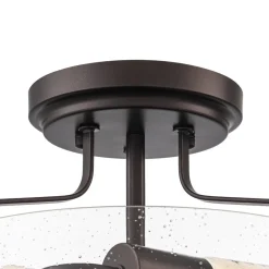 Industrial Round Seeded Glass Semi Flush Mount Light