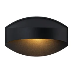 IP23 Black Flat Oval 1-Light Iron Outdoor Wall Sconce