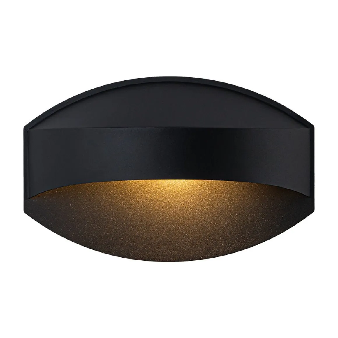 IP23 Black Flat Oval 1-Light Iron Outdoor Wall Sconce