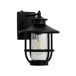 IP23 Black 1-Light Manor Wire Cage Outdoor Wall Sconce