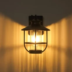 IP23 Black 1-Light Manor Wire Cage Outdoor Wall Sconce
