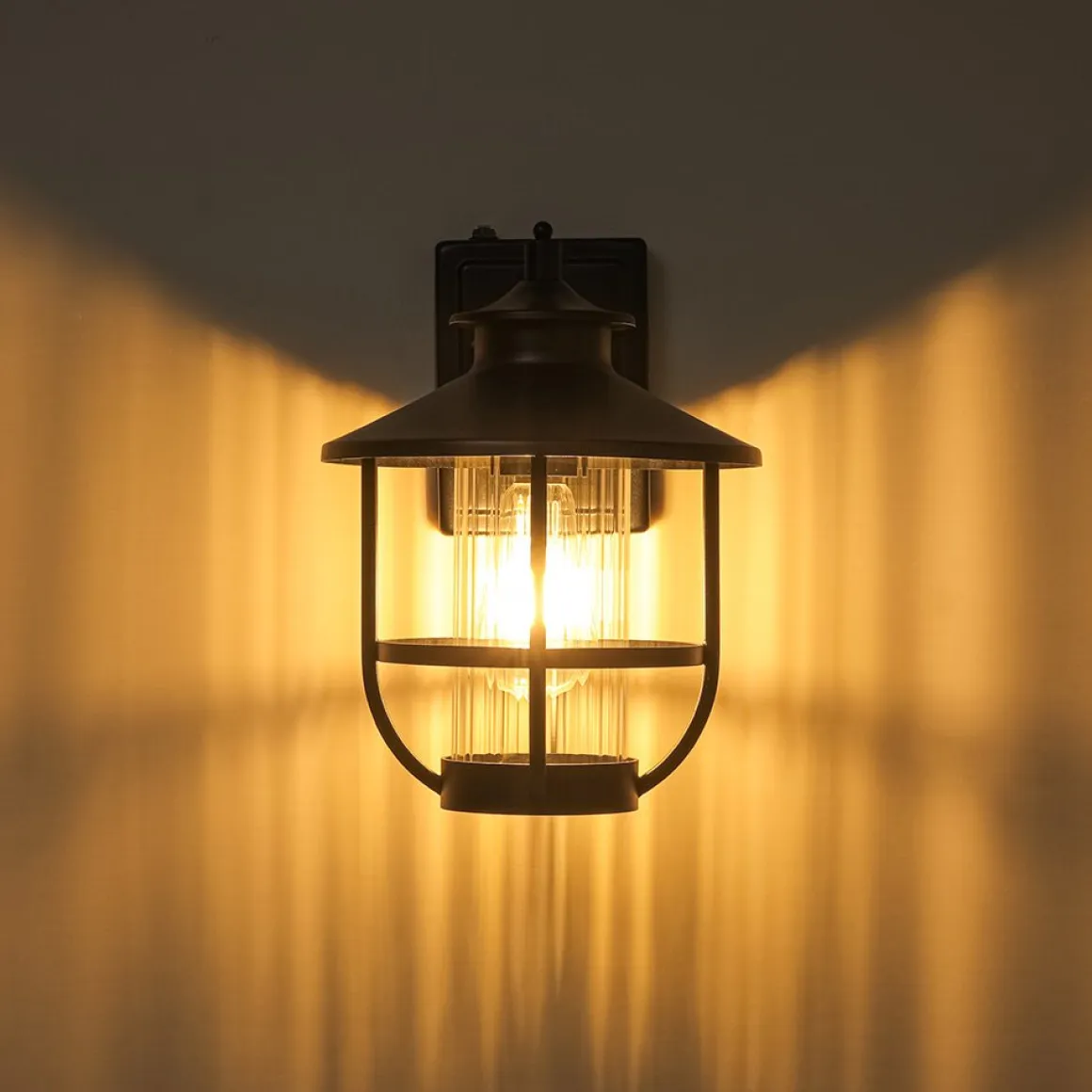 IP23 Black 1-Light Manor Wire Cage Outdoor Wall Sconce