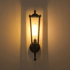 IP23 Black Manor 1-Light Lantern Outdoor Wall Sconce