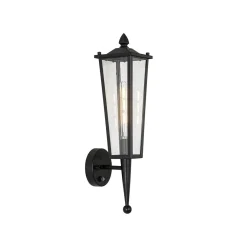 IP23 Black Manor 1-Light Lantern Outdoor Wall Sconce