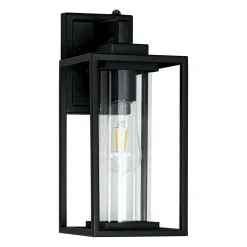 IP23 Black Rectangular Outdoor Lantern Wall Sconce
