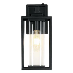 IP23 Black Rectangular Outdoor Lantern Wall Sconce