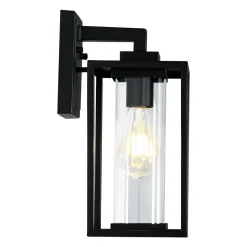 IP23 Black Rectangular Outdoor Lantern Wall Sconce