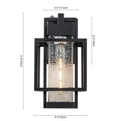 IP23 Black Waterproof 1-Light Square Cage Outdoor Wall Sconce