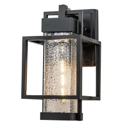 IP23 Black Waterproof 1-Light Square Cage Outdoor Wall Sconce