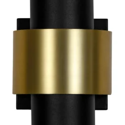 IP54 2-Light Black Brass Tube LED Outdoor Wall Lamp