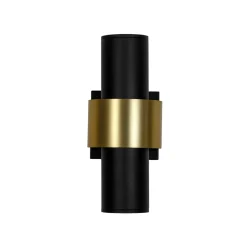 IP54 2-Light Black Brass Tube LED Outdoor Wall Lamp