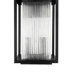 IP23 1-Light Black Ribbed Glass Outdoor Wall Lantern