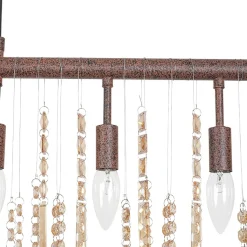Italy Vintage Luxe Draped Amber Crystal Linear Chandelier