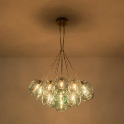 Lake House Cluster Blue Glass Globe Bubble Chandelier