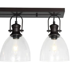 3-Light Adjustable Seeded Glass Linear Semi Flush Mount