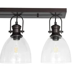 3-Light Adjustable Seeded Glass Linear Semi Flush Mount