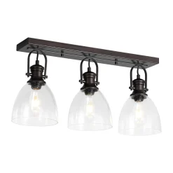 3-Light Adjustable Seeded Glass Linear Semi Flush Mount