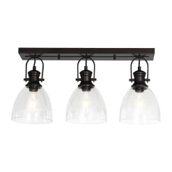 3-Light Adjustable Seeded Glass Linear Semi Flush Mount