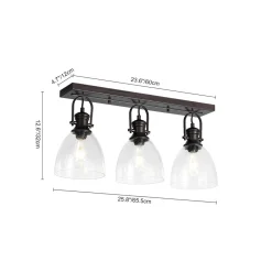 3-Light Adjustable Seeded Glass Linear Semi Flush Mount