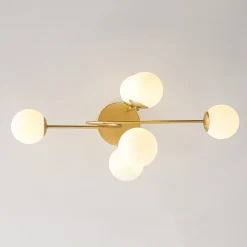 6‑Light Arch Opal Glass Globe Bubble Semi Flush Chandelier