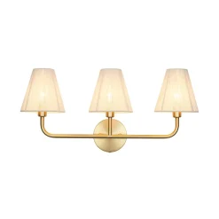 3-Light Beige Woven Thread Conical Vanity Wall Sconce