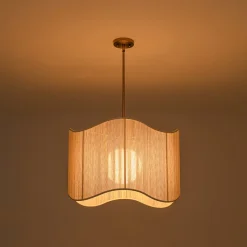 1-Light Beige Woven Thread Wavy Drum Cage Chandelier