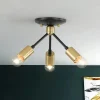3-Light Black Brass Sputnik Semi Flush Mount