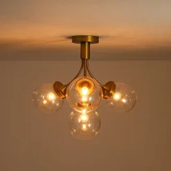 4-Light Bloom Clear Glass Globe Semi Flush Mount