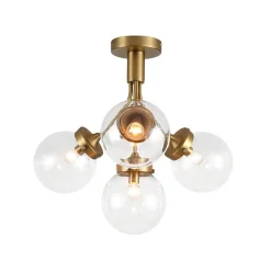 4-Light Bloom Clear Glass Globe Semi Flush Mount