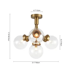 4-Light Bloom Clear Glass Globe Semi Flush Mount