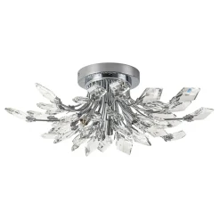 4-Light Bloom Crystal Leaf Semi Flush Mount Light