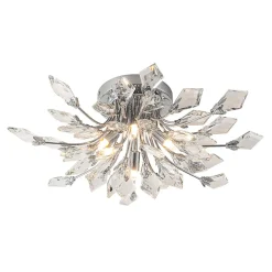 4-Light Bloom Crystal Leaf Semi Flush Mount Light
